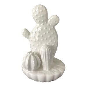 Urban Trends Collection Ceramic Cactus Garden Glossy White Tabletop Decor